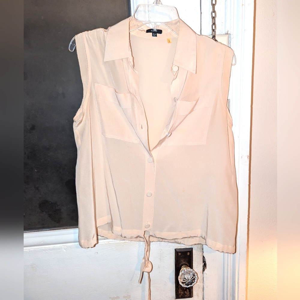Raoul sleeveless cream beige silk top